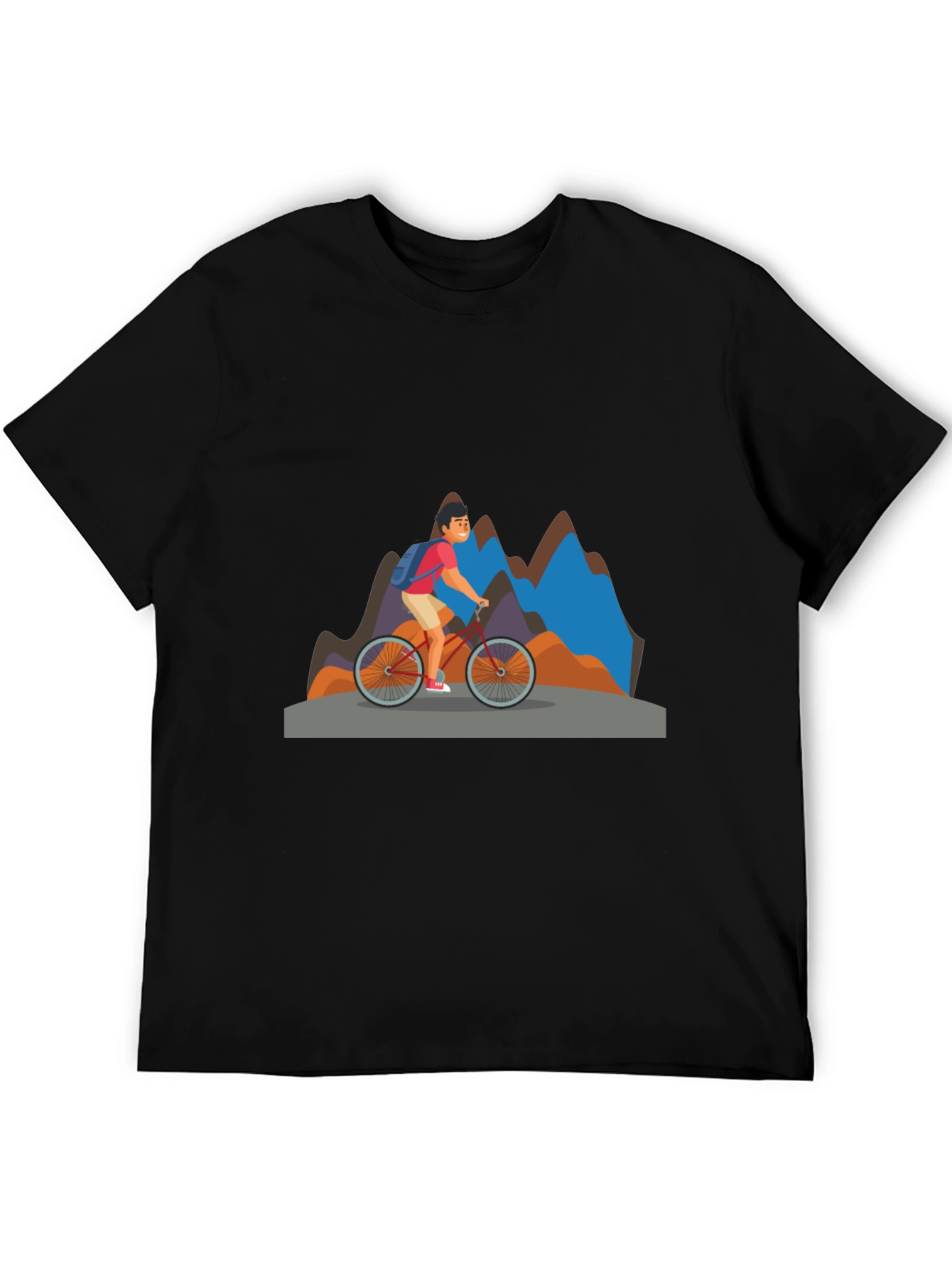 Mountain Biker Graphic Tee - Black Cotton Blend