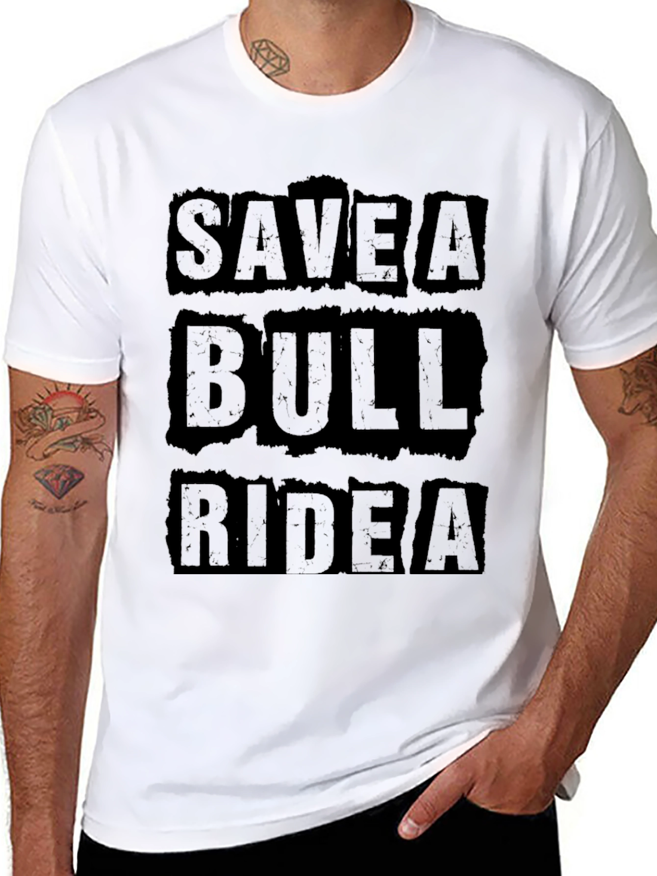 Save A Bull Ride A Cowboy Black T-Shirt