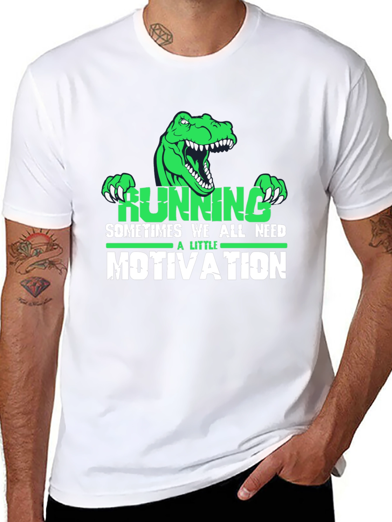 Running Motivation T-Shirt - Dinosaur Design