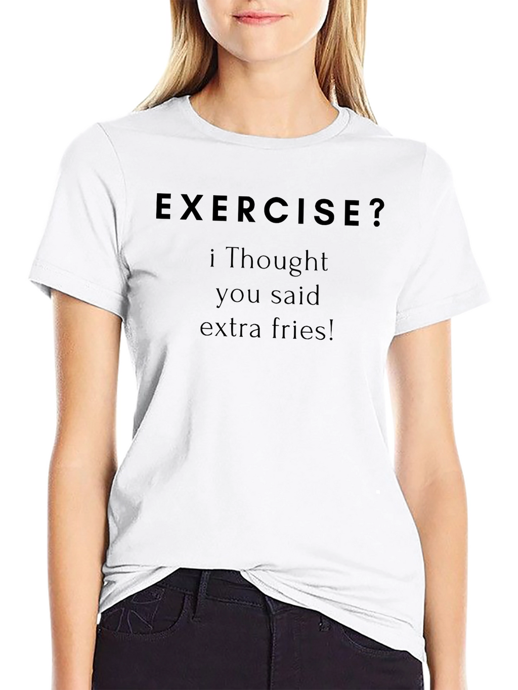 Funny Exercise Extra Fries Graphic T-Shirt