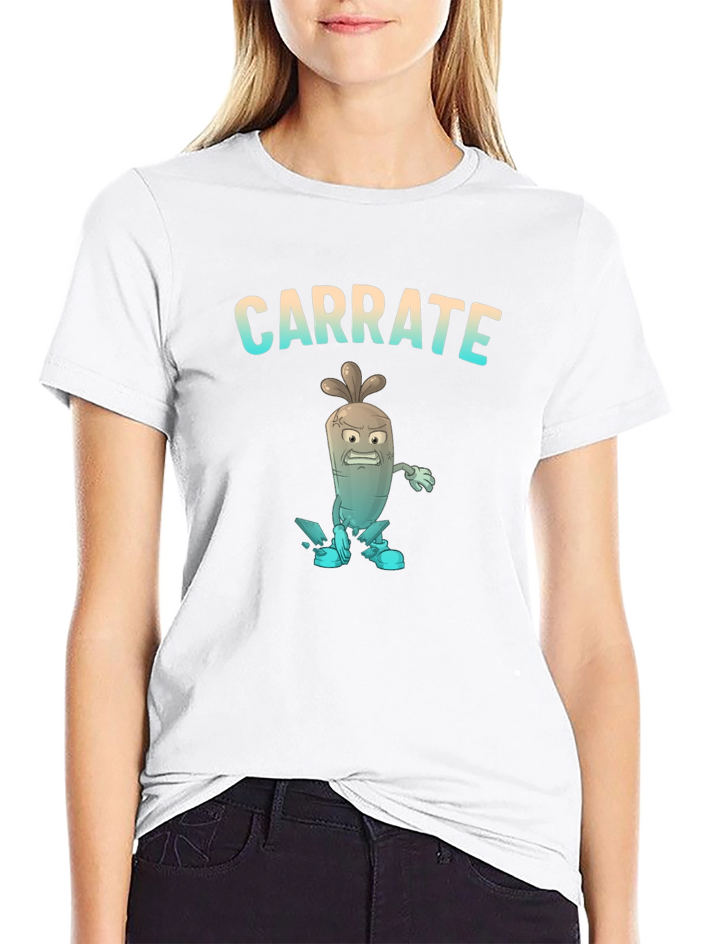 Carrate T-Shirt: Cartoon Carrot Karate Pun Tee