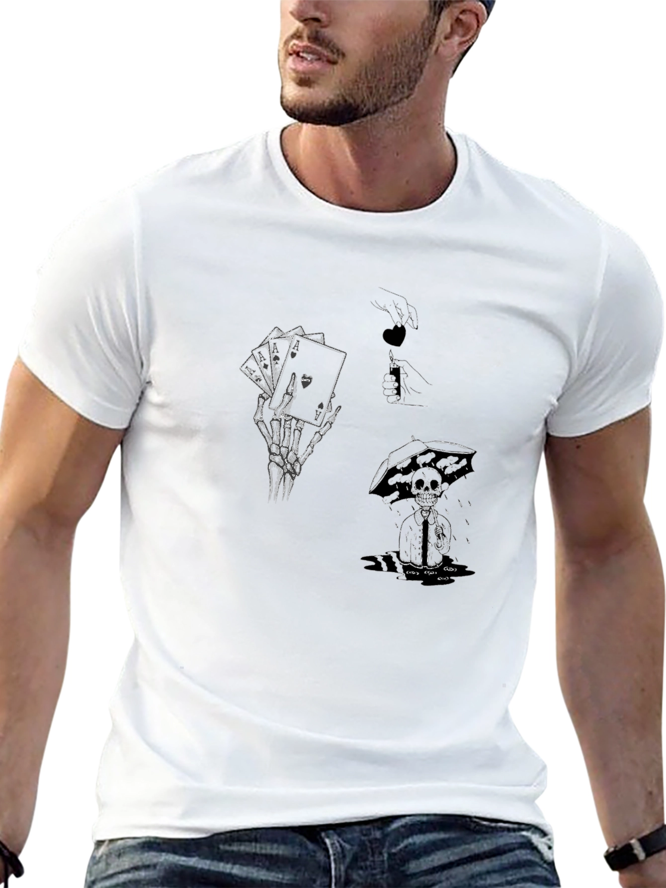 Graphic Tee - Skeleton Hand & Cards