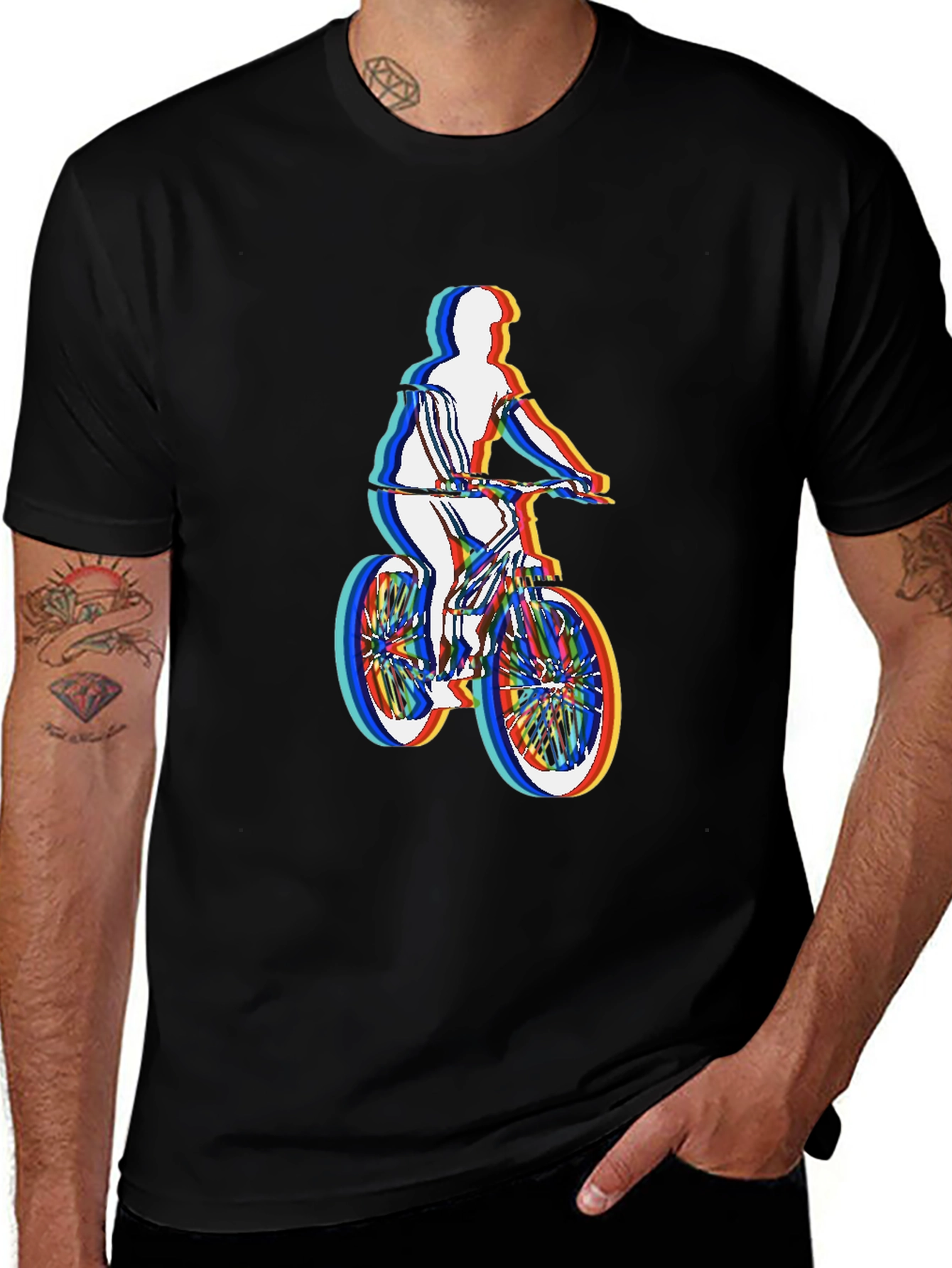 Mens Black T-Shirt - Retro Cycling Graphic