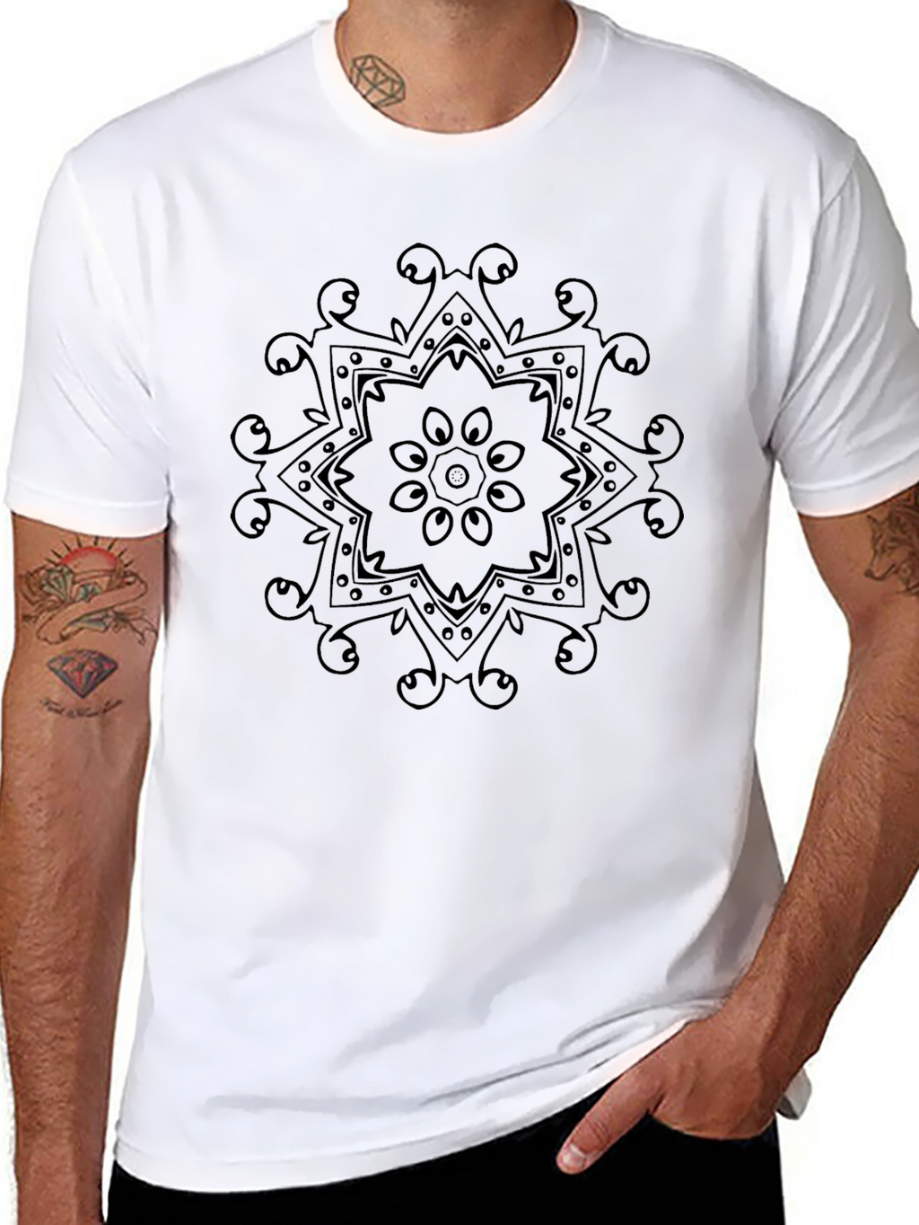 Mandala Graphic Black T-Shirt - Casual Comfort