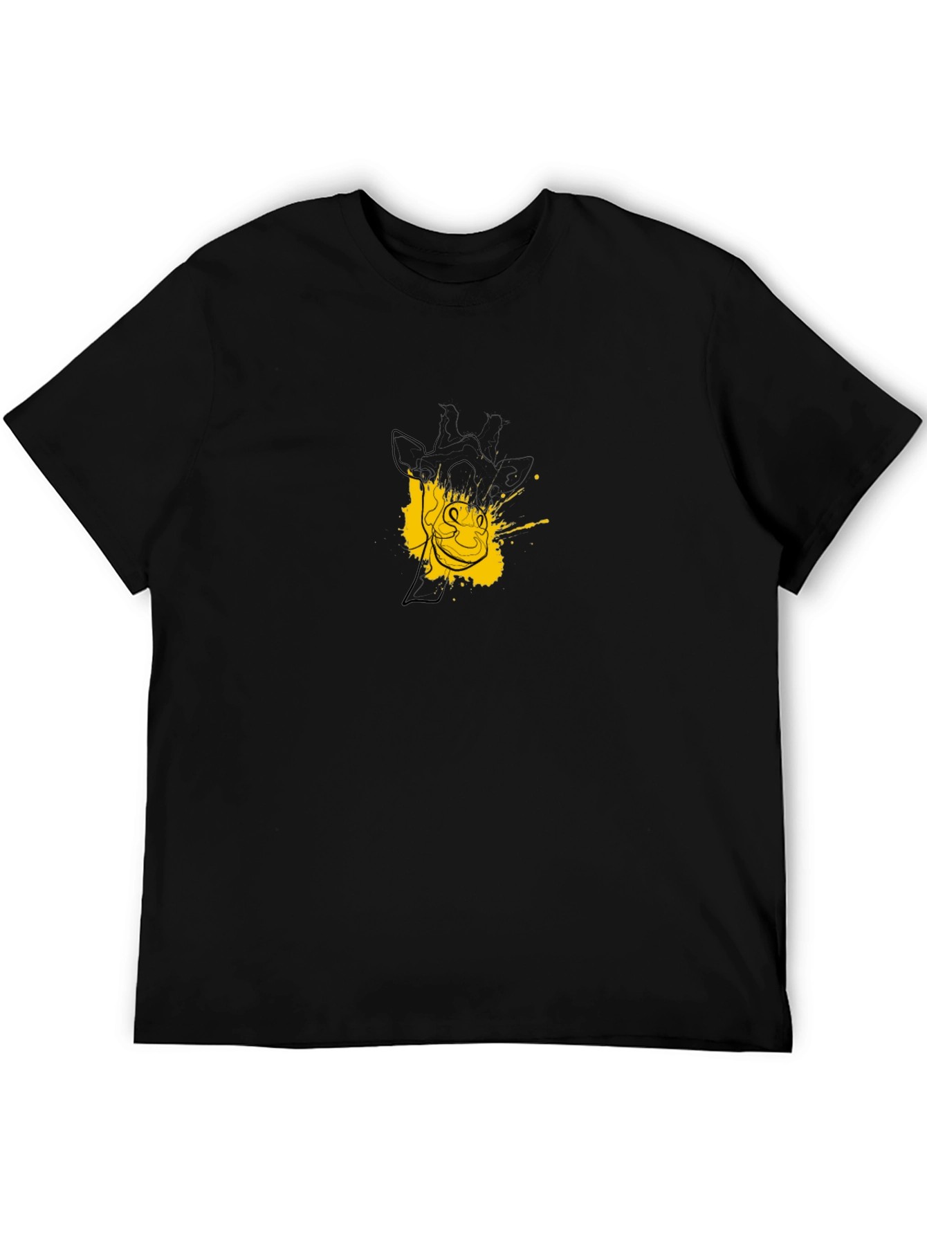 Mens Black Giraffe Graphic Tee