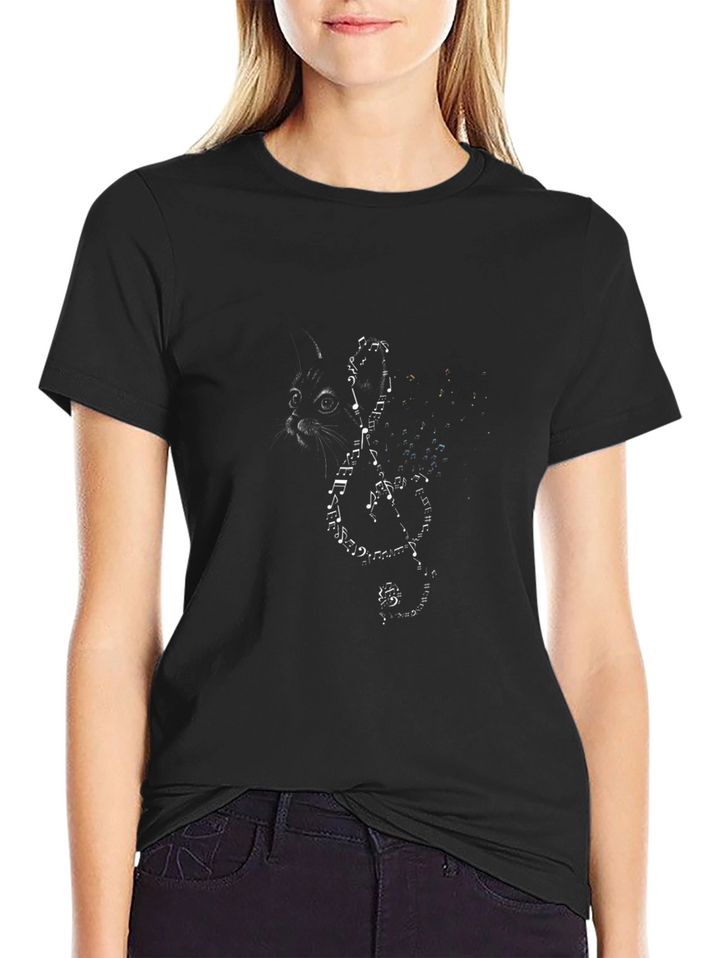 Musical Cat Black T-Shirt