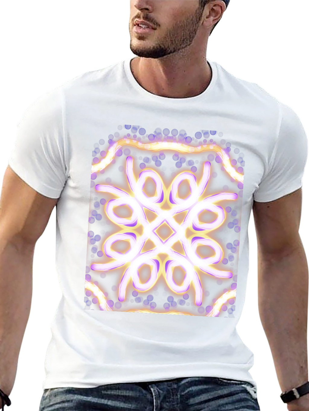 Geometric Light Pattern Black T-Shirt