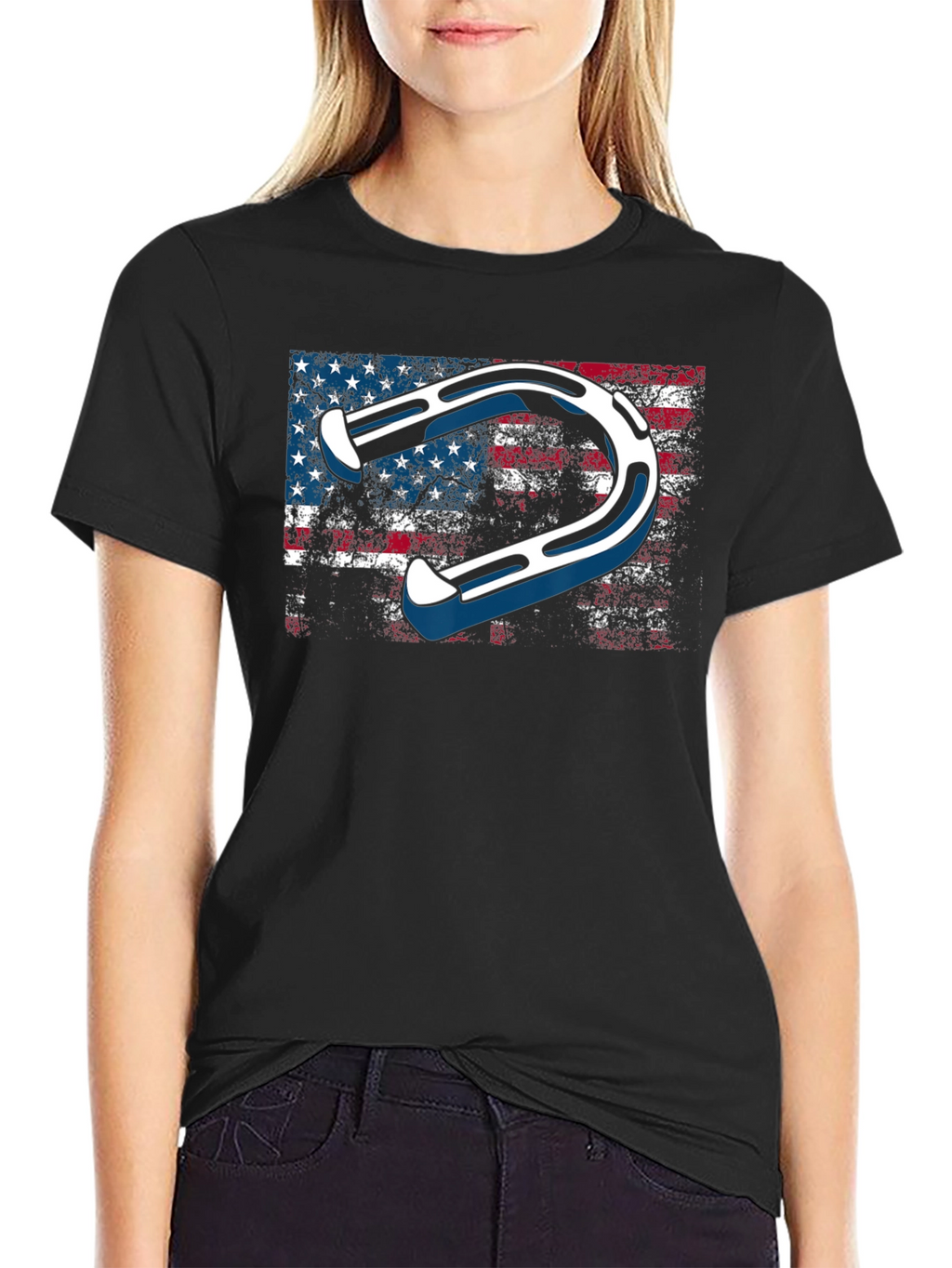 American Flag Horseshoe Graphic T-Shirt