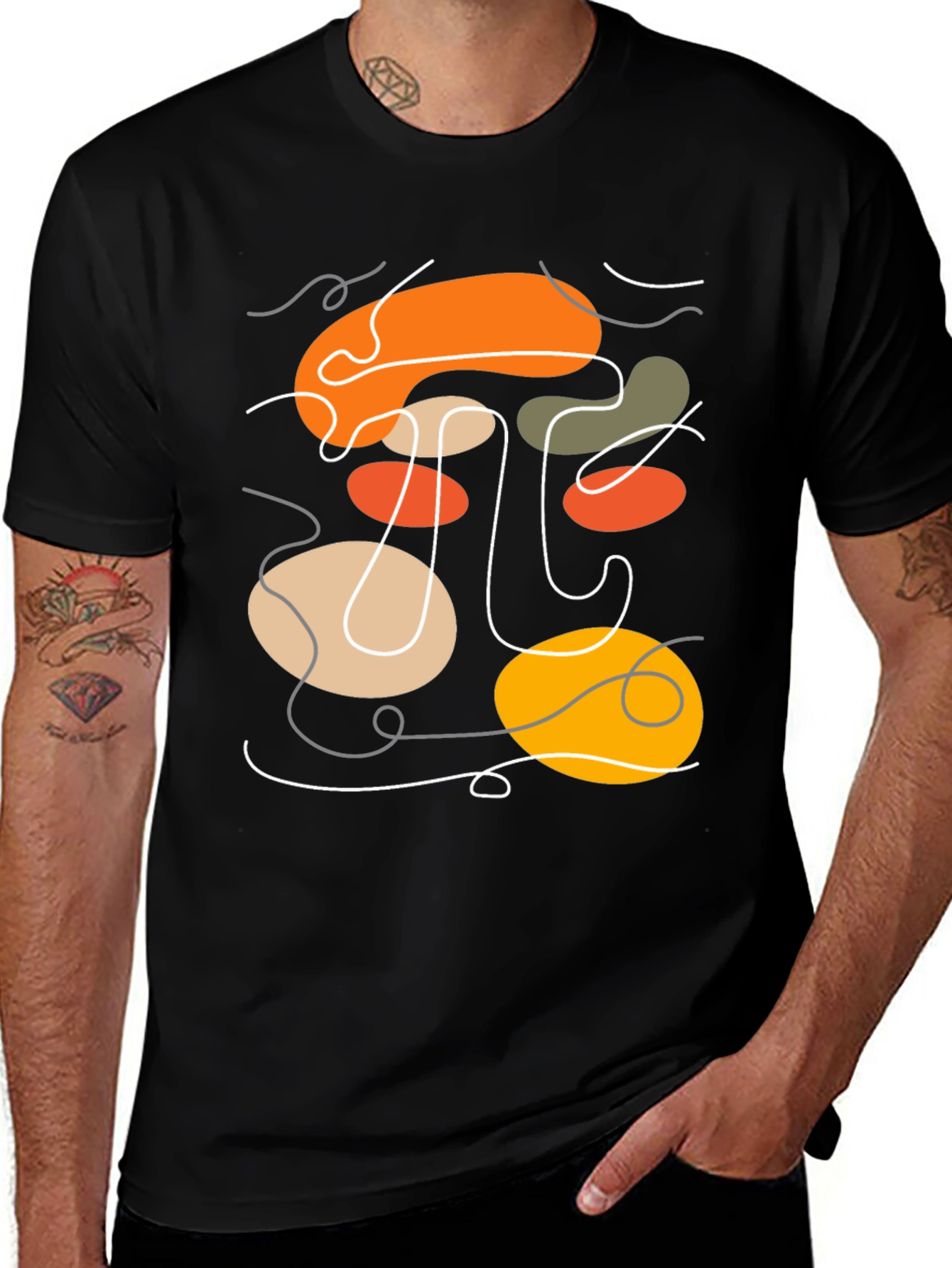 Abstract Graphic Print Black T-Shirt