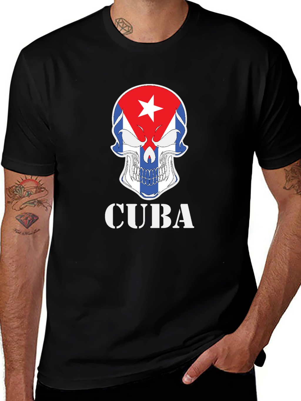 Cuba Skull Graphic T-Shirt - Patriotic Pride