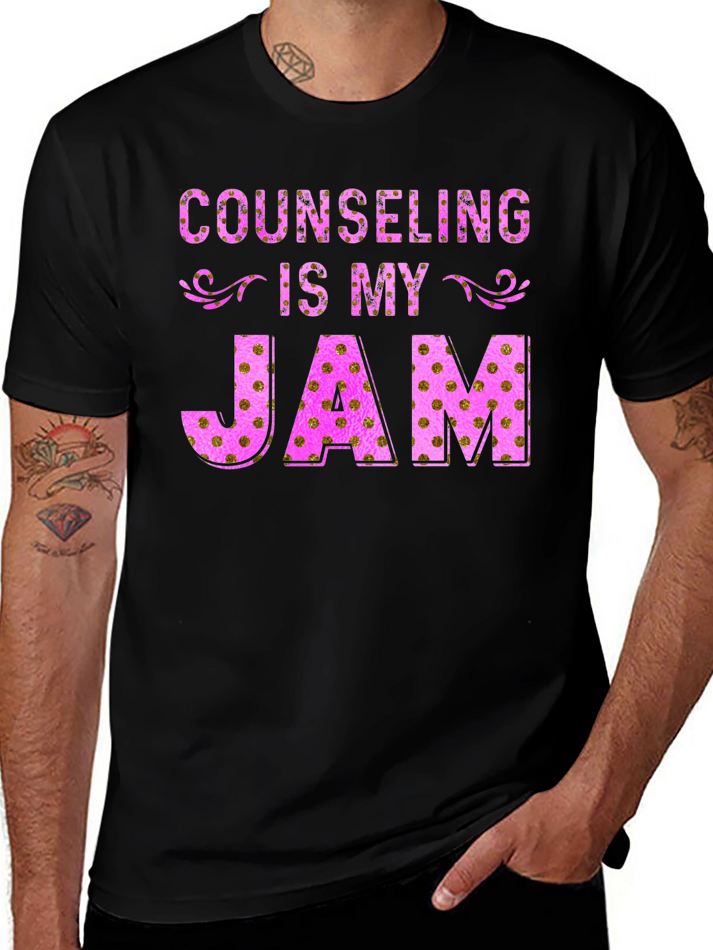 Counseling Is My Jam T-Shirt - Pink Gold Design