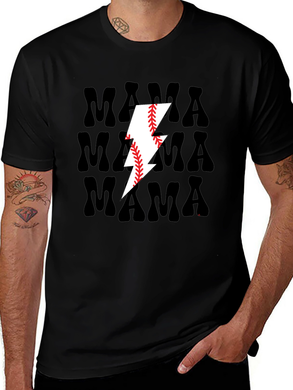 Mama Baseball Lightning Bolt Graphic Tee
