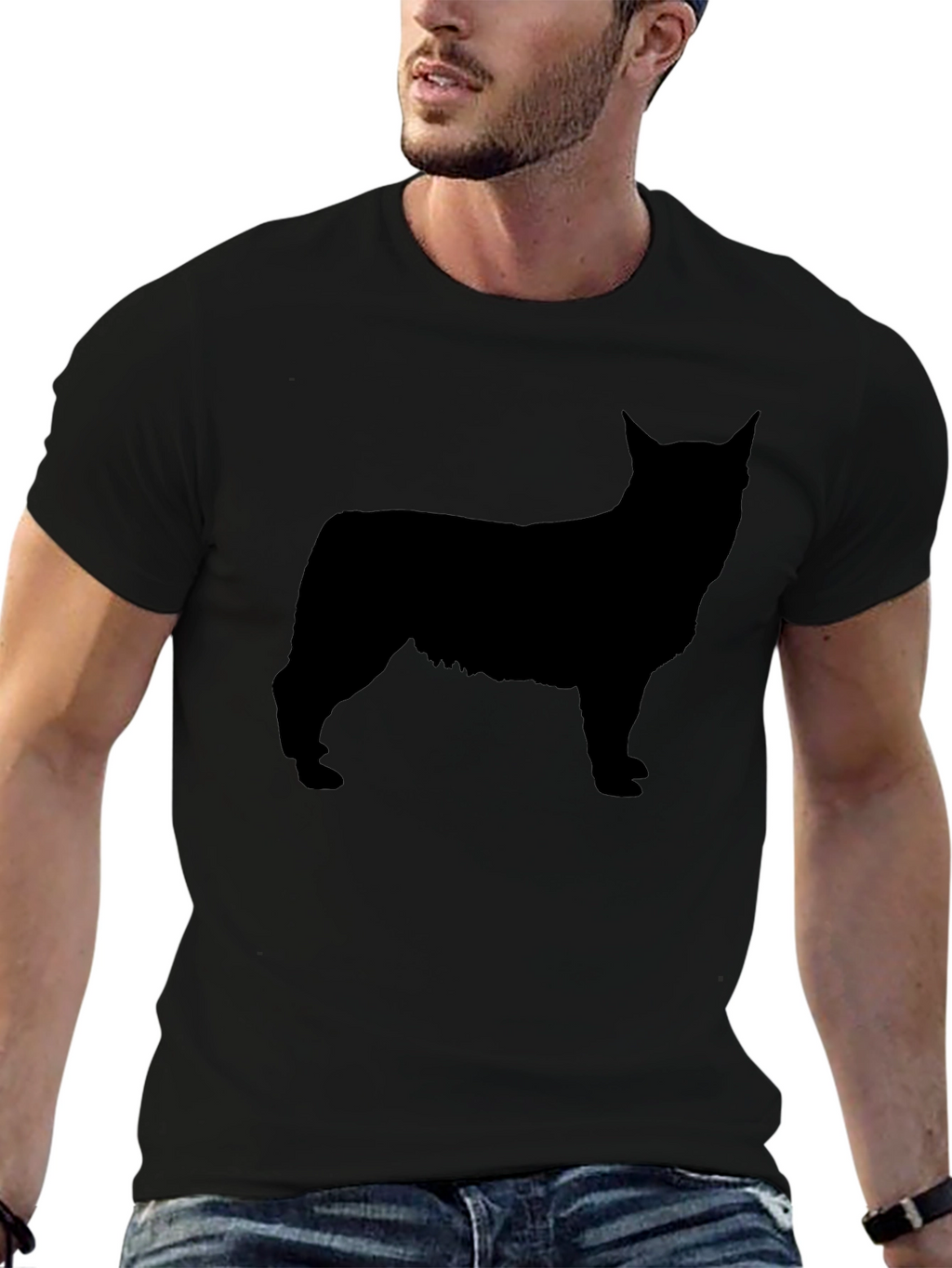 Silhouette Dog Graphic Black T-Shirt