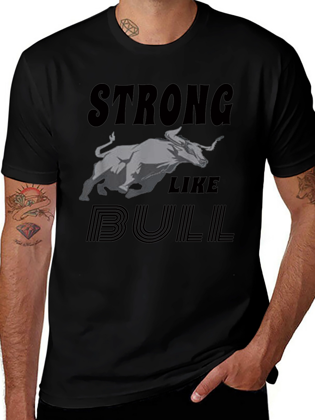 Strong Like Bull Graphic Tee - Black
