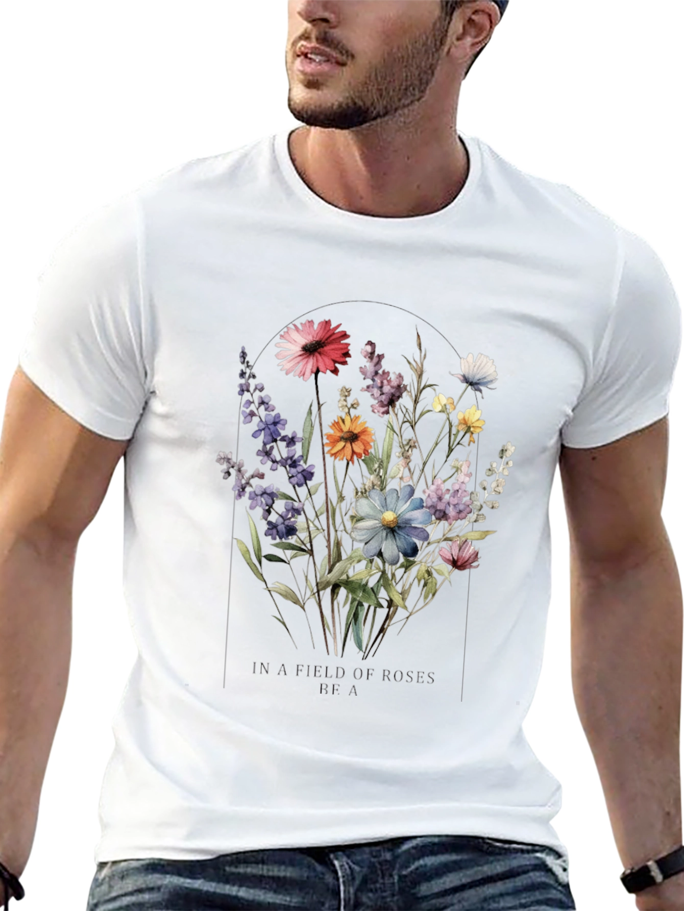 Floral Bouquet Black T-Shirt - Nature Inspired Graphic Tee