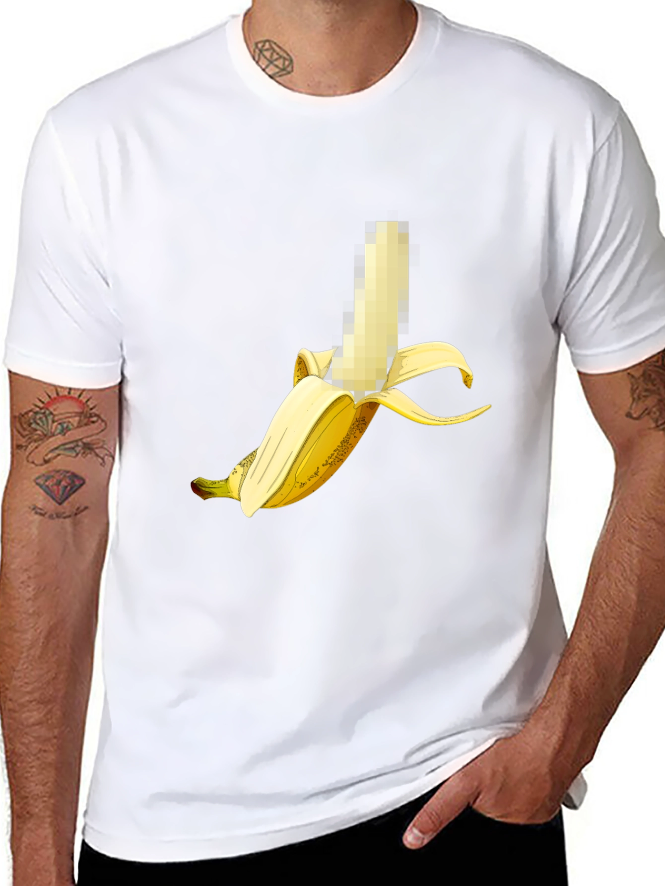 Censored Banana Graphic Tee - Unisex Black T-Shirt