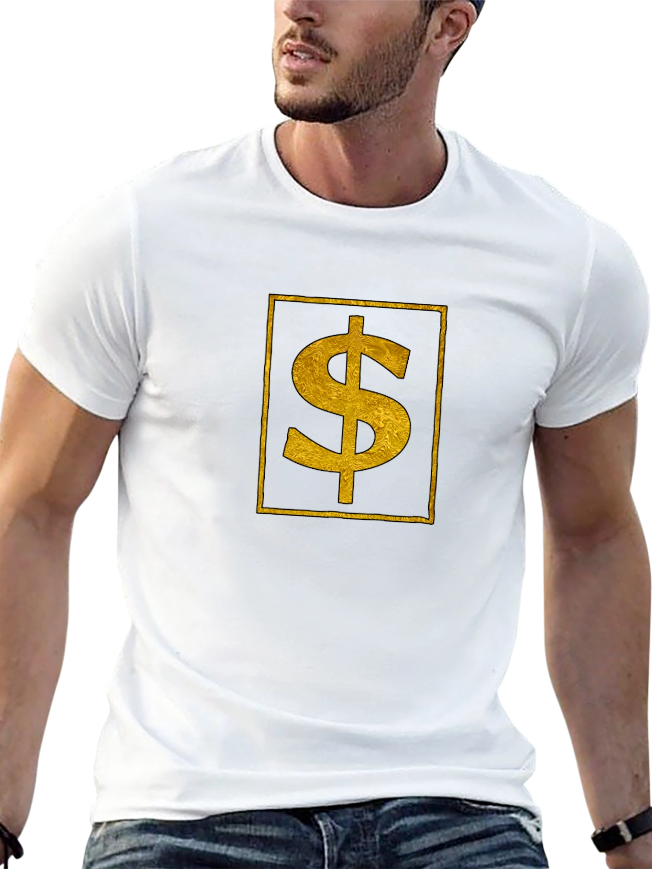 Gold Dollar Sign Black T-Shirt