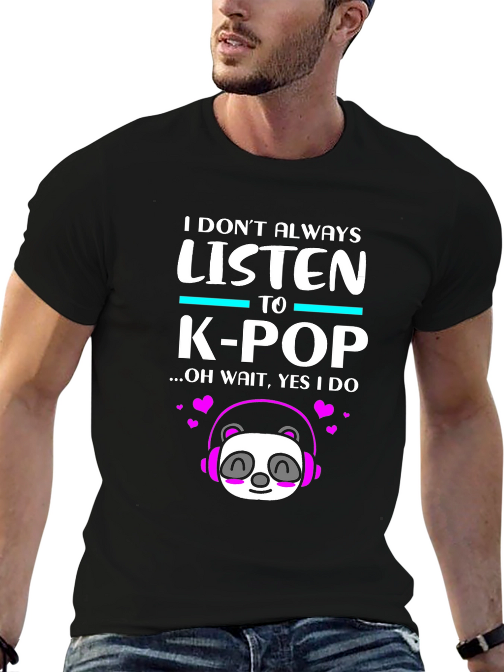 K-Pop Panda Graphic Tee - Music Lover T-Shirt