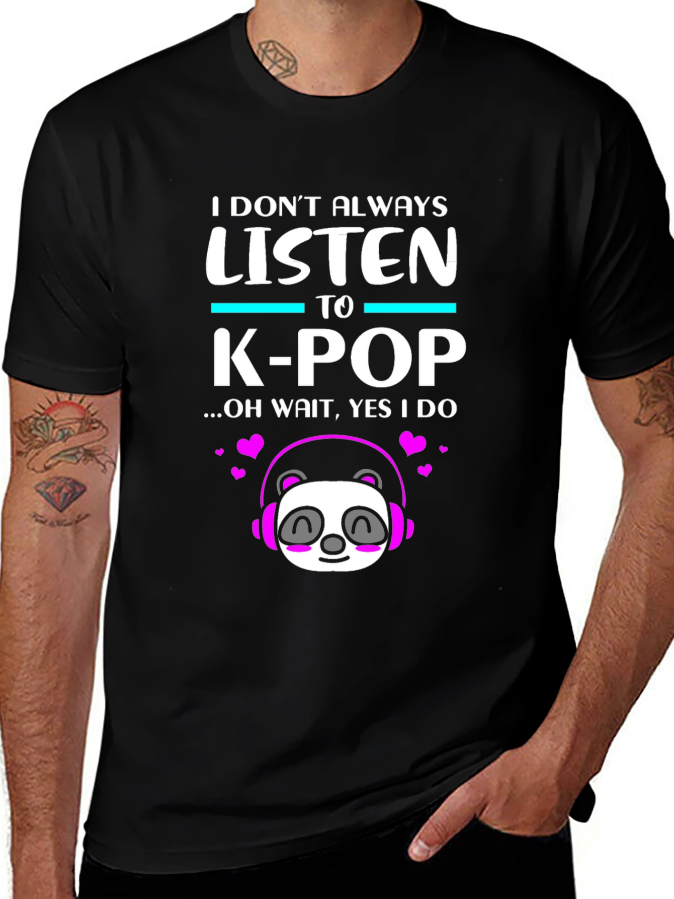 K-Pop Panda Graphic Tee - Music Lover T-Shirt