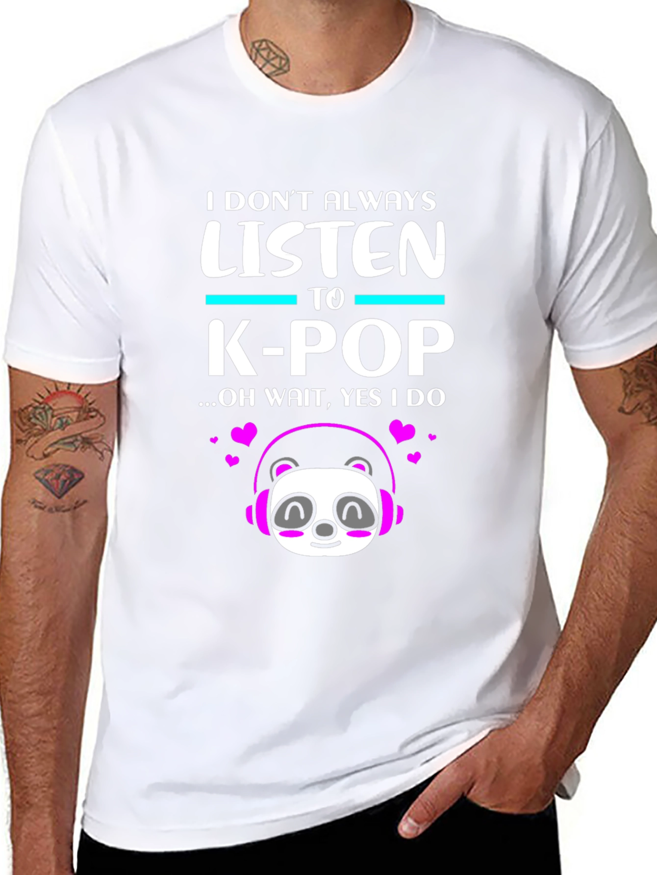 K-Pop Panda Graphic Tee - Music Lover T-Shirt