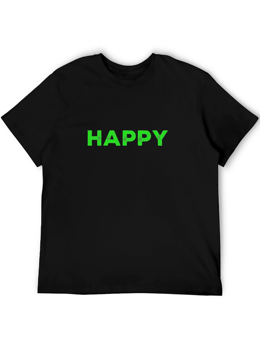 Mens Black T-Shirt with HAPPY Print
