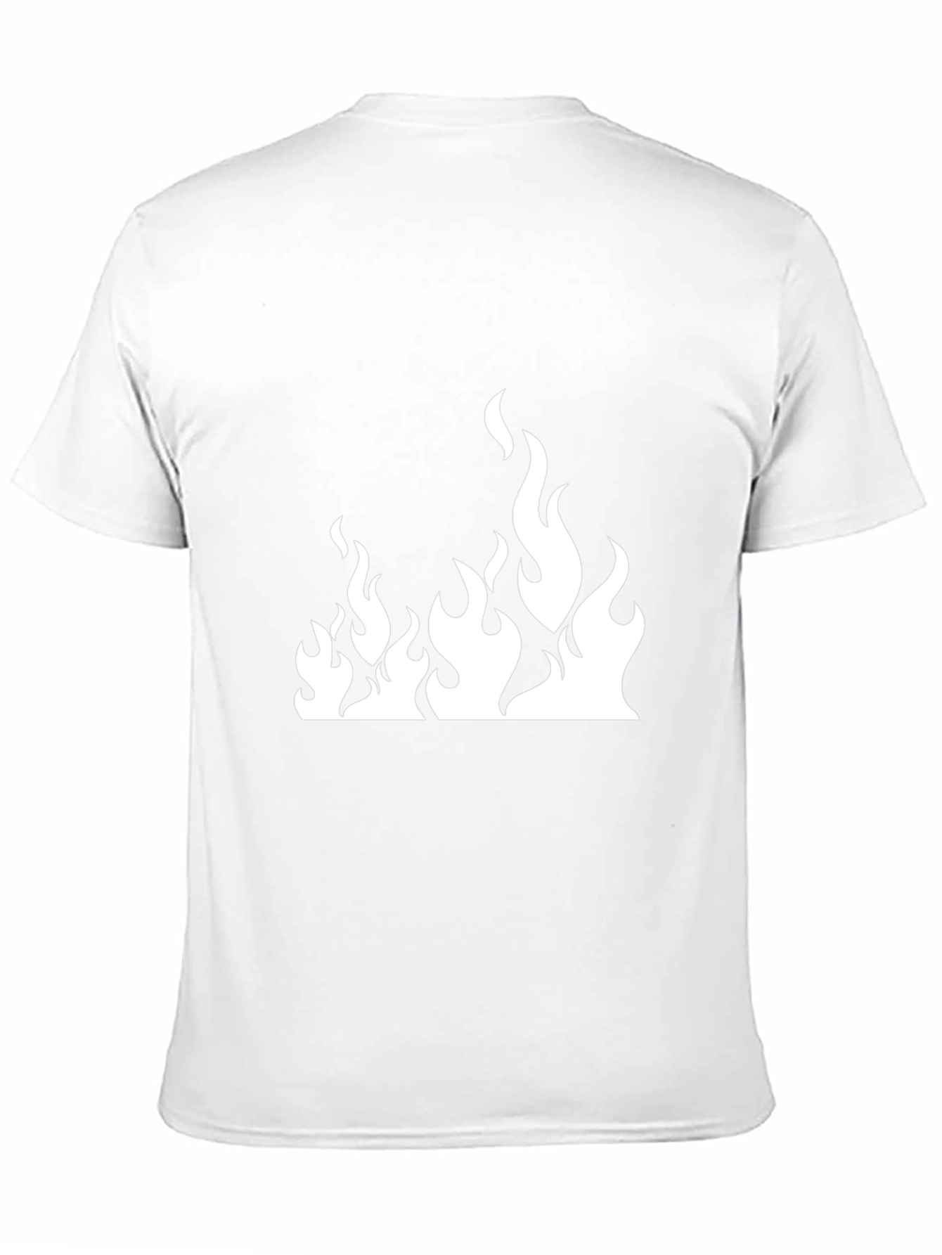Black T-Shirt with White Flame Graphic
