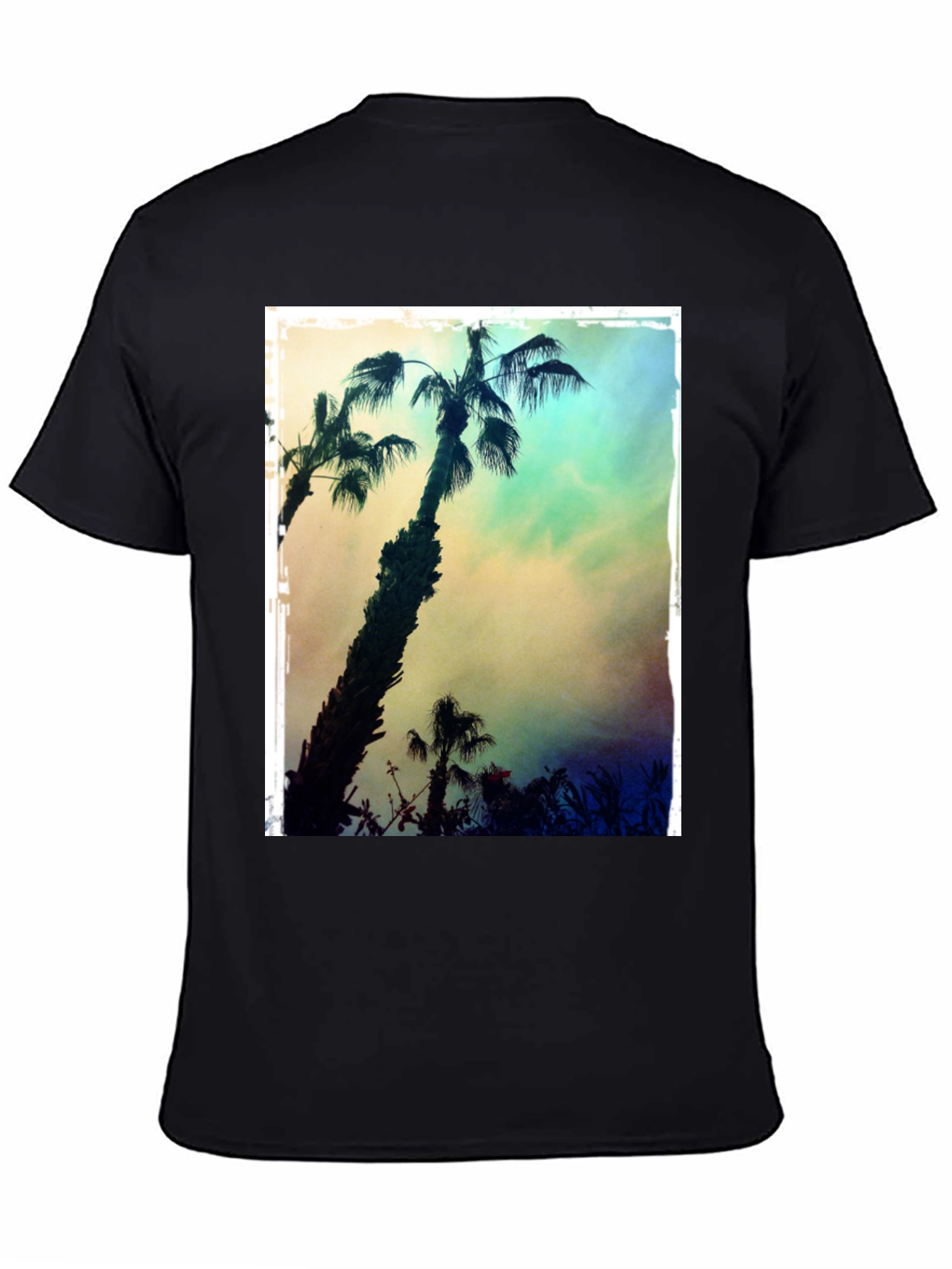 Tropical Palm Tree Print Black T-Shirt