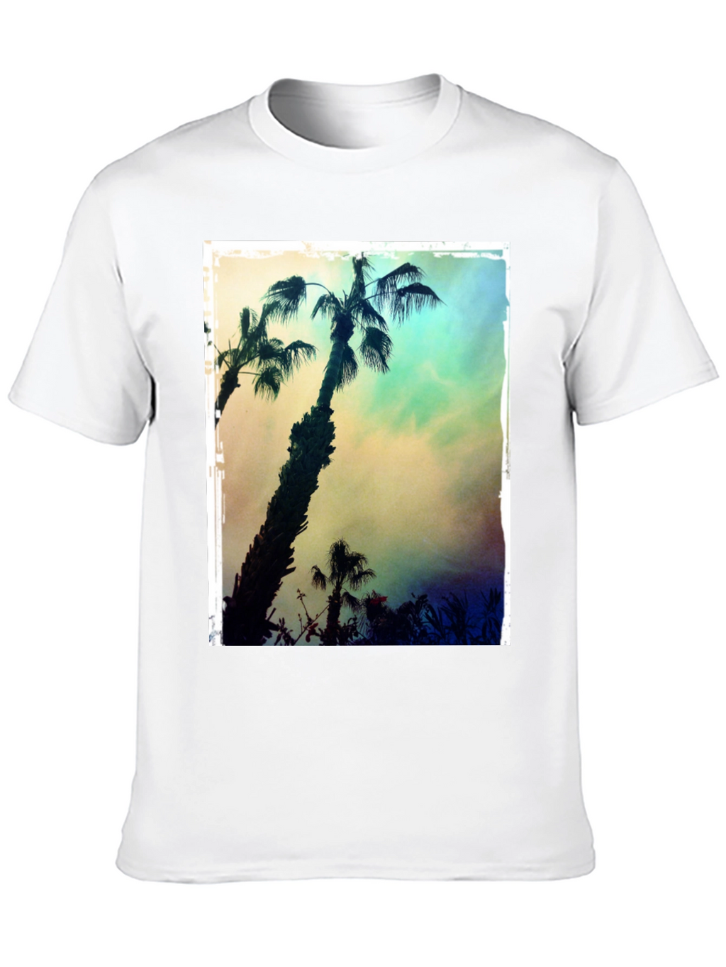 Tropical Palm Tree Print Black T-Shirt