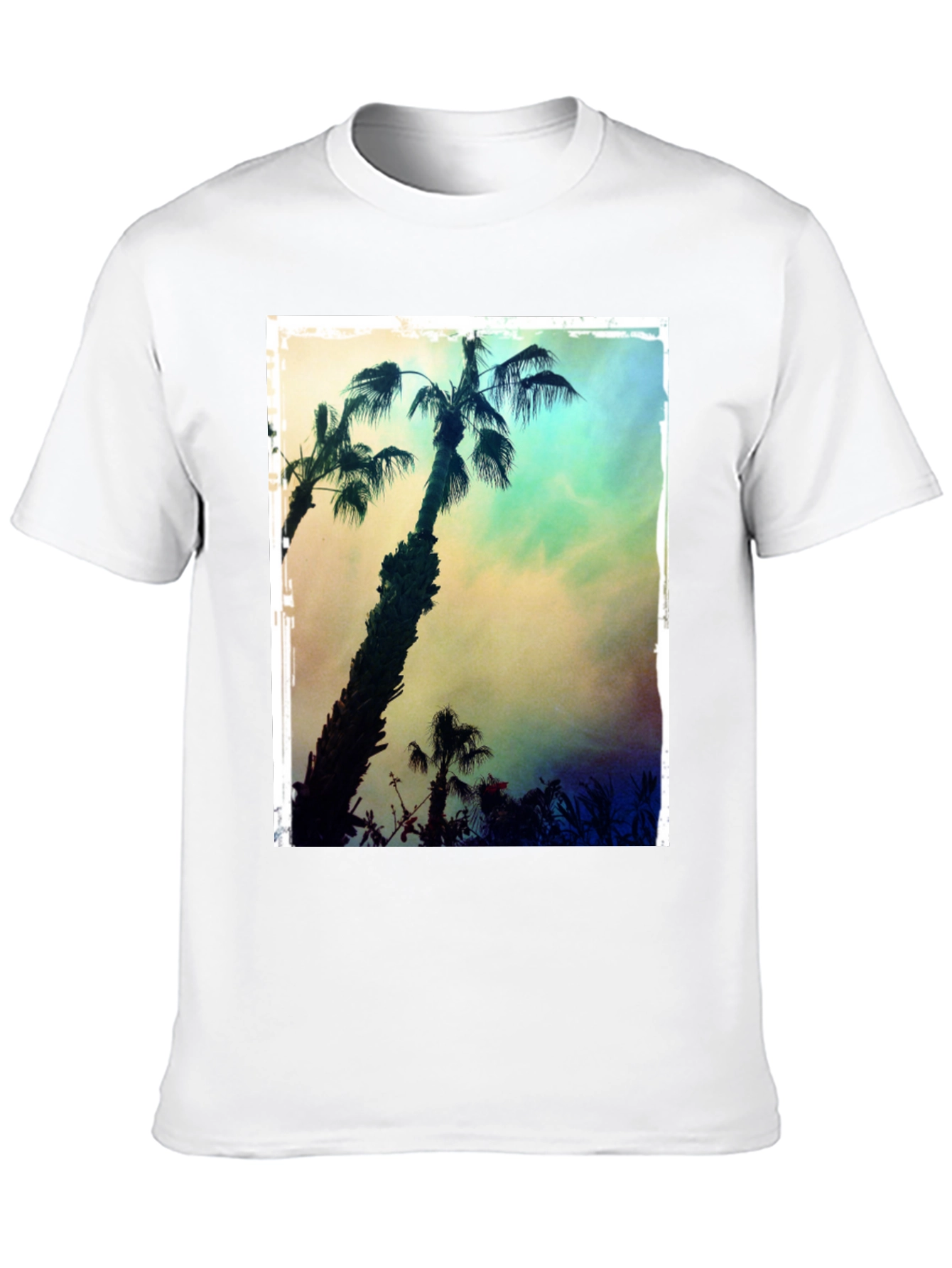 Tropical Palm Tree Print Black T-Shirt