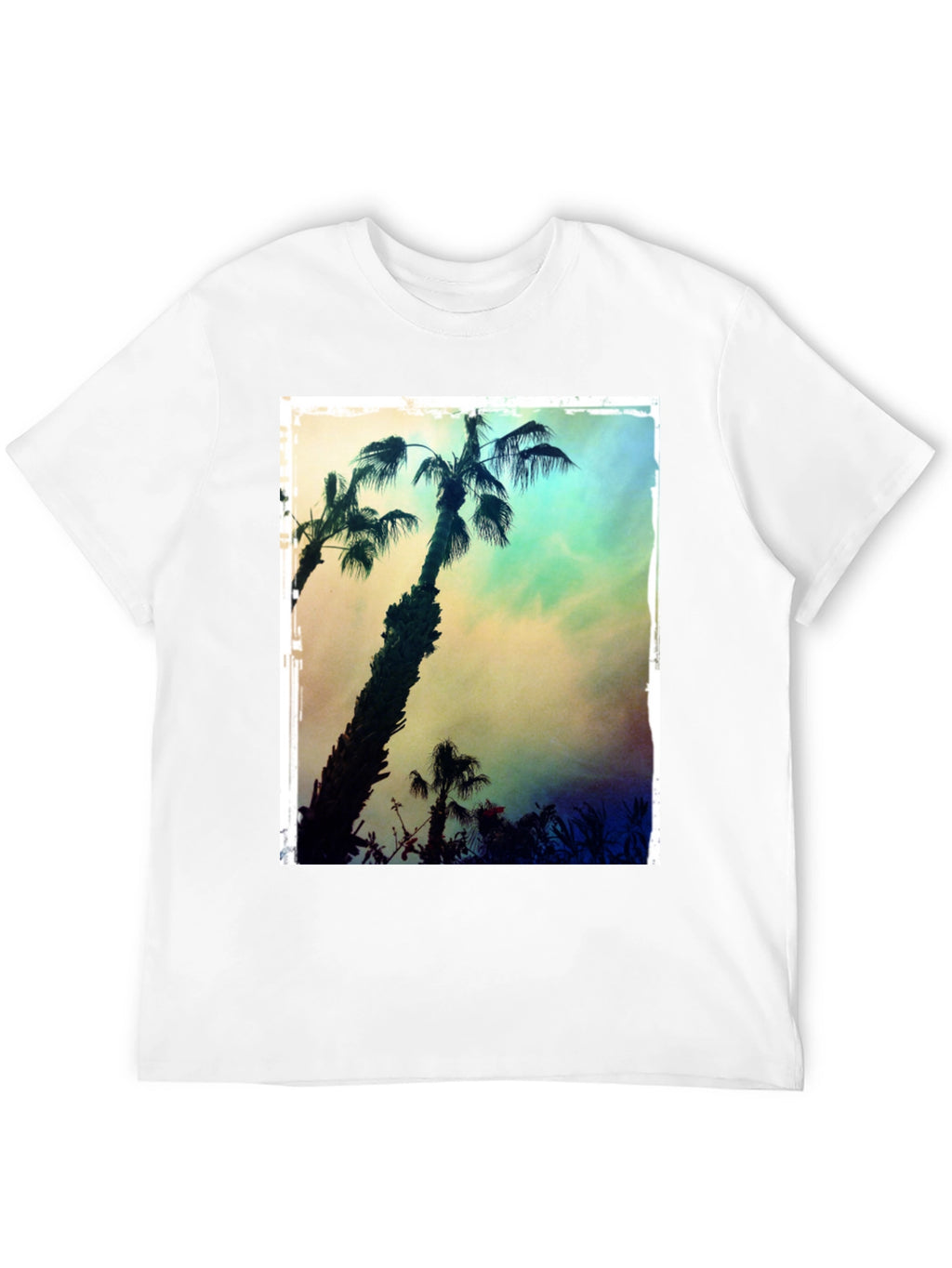Tropical Palm Tree Print Black T-Shirt