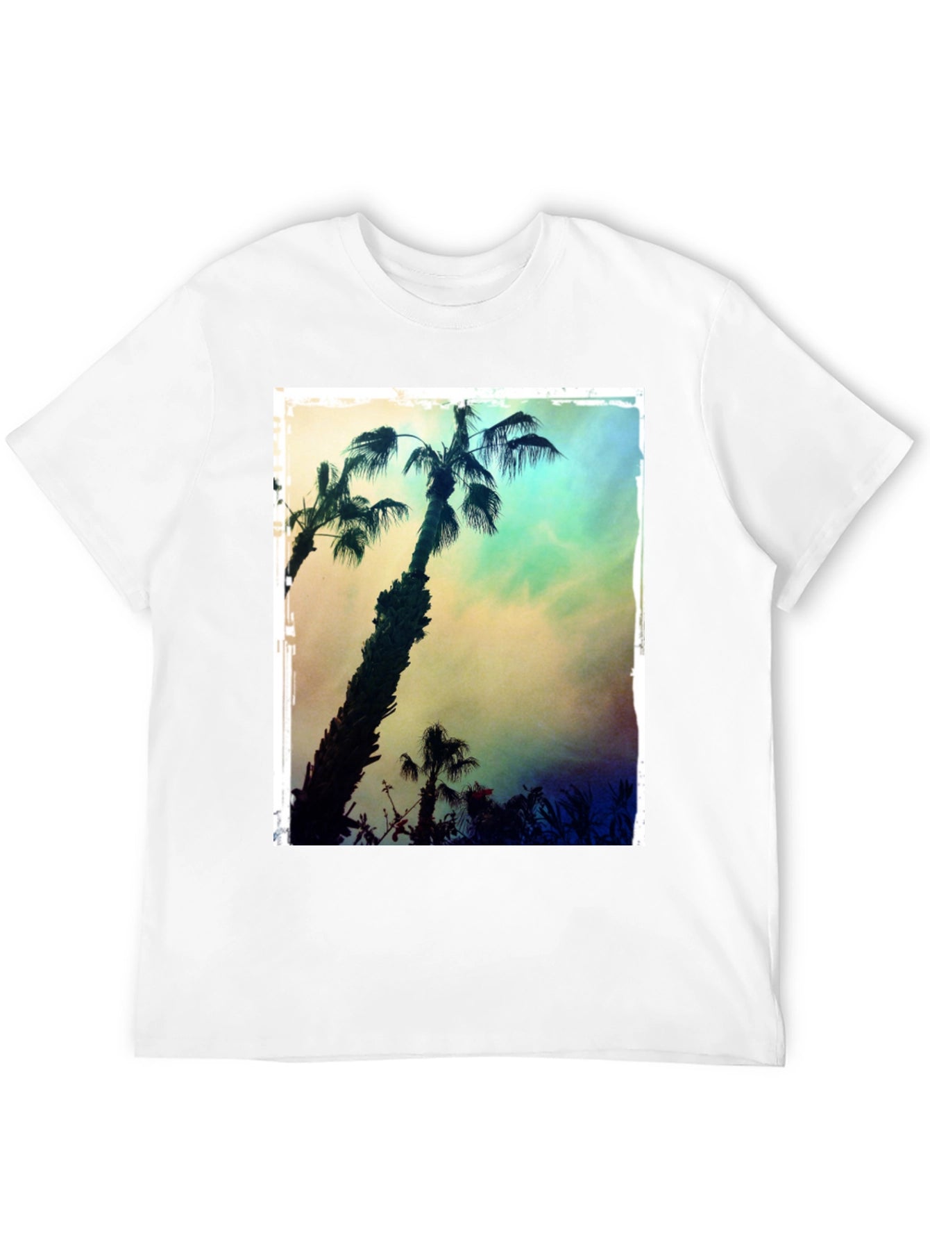 Tropical Palm Tree Print Black T-Shirt