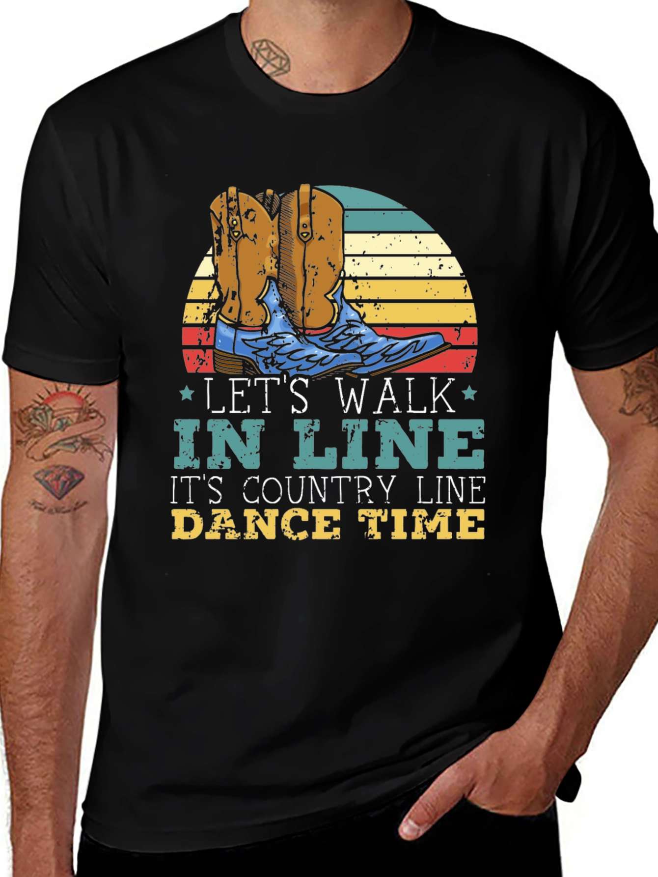 Country Line Dance T-Shirt: Lets Walk In Line