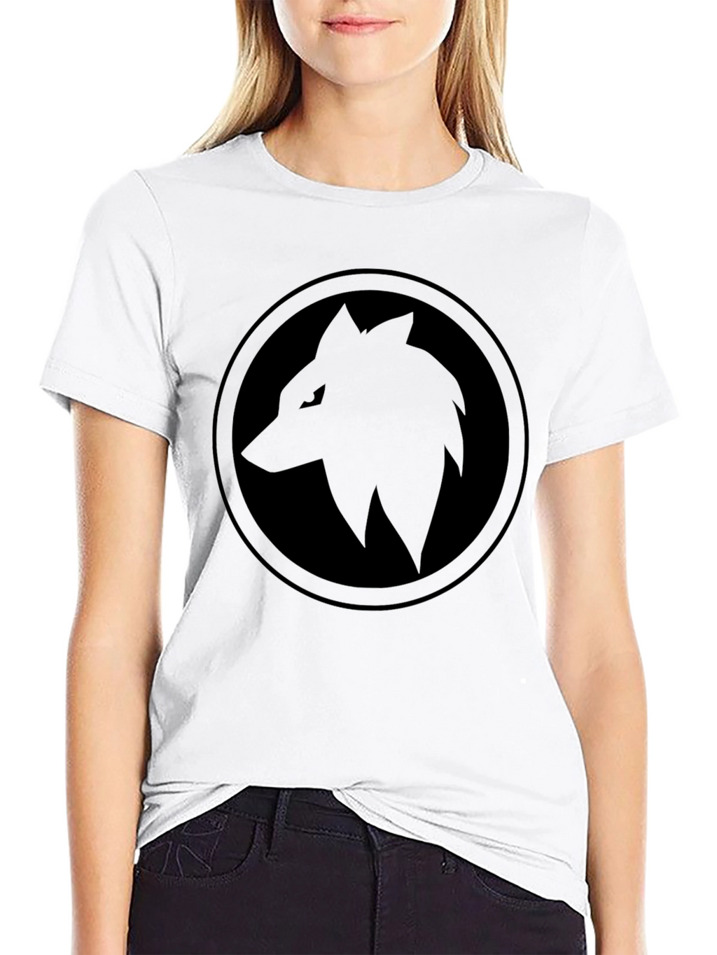 Black Wolf Circle T-Shirt - Edgy Graphic Tee