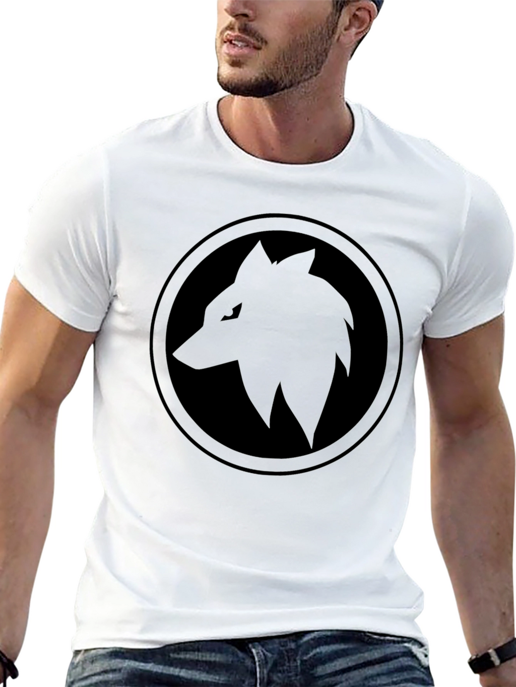 Black Wolf Circle T-Shirt - Edgy Graphic Tee