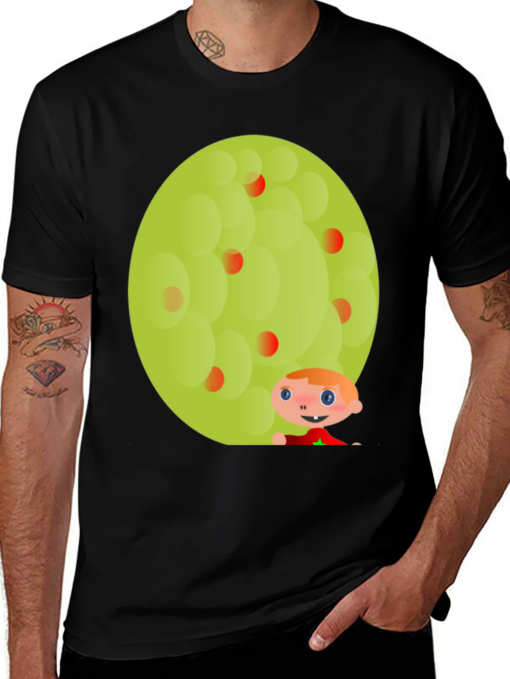 Fun Character Graphic Tee - Black