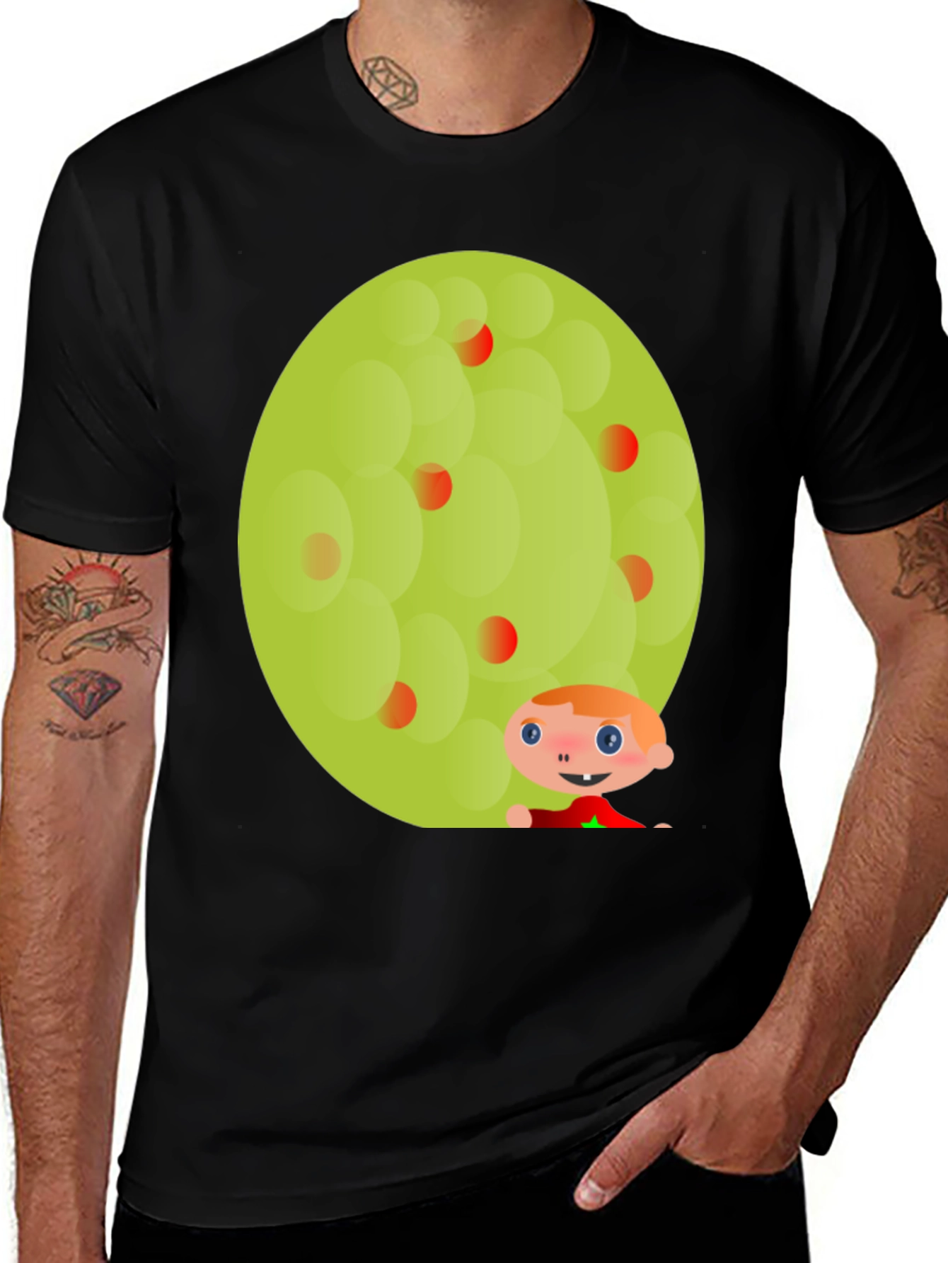 Fun Character Graphic Tee - Black