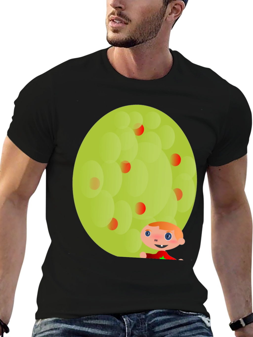 Fun Character Graphic Tee - Black