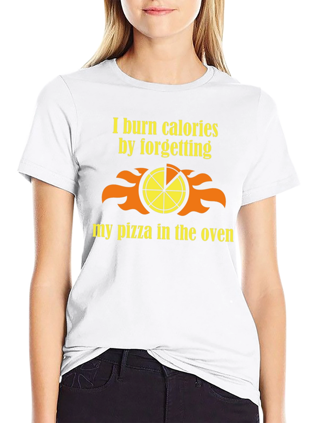 Funny Burned Pizza Calorie Mens Black T-Shirt
