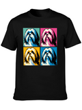 Pop Art Shih Tzu Dog Graphic Black T-Shirt