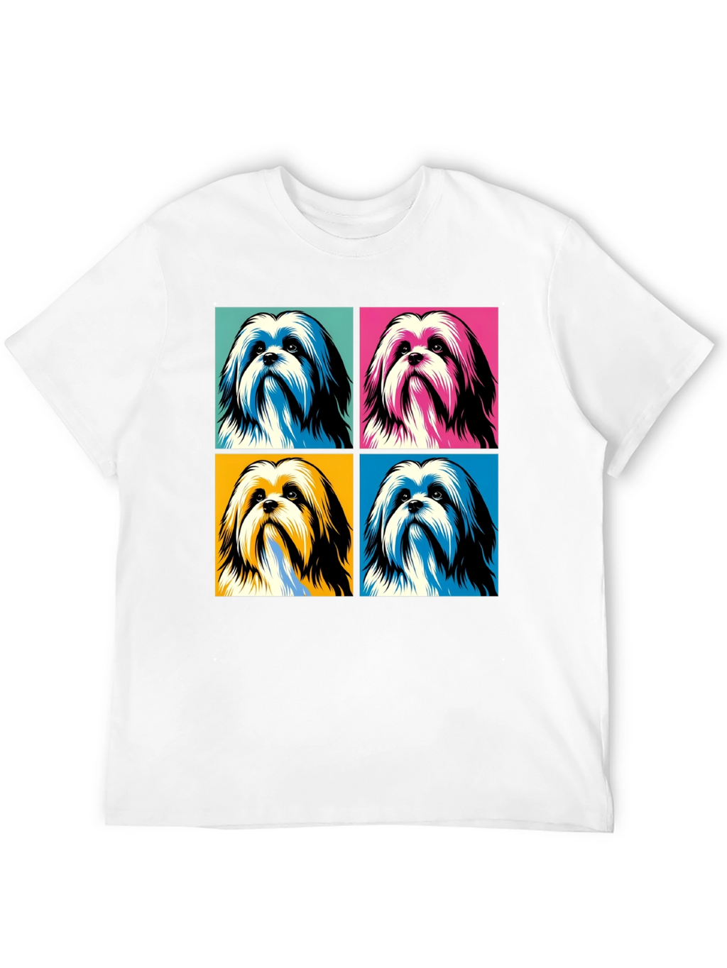 Pop Art Shih Tzu Dog Graphic Black T-Shirt