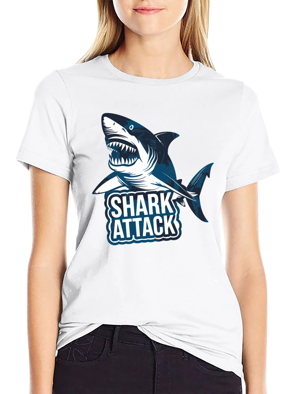 Shark Attack Graphic Tee -  Stylish Cotton T-Shirt