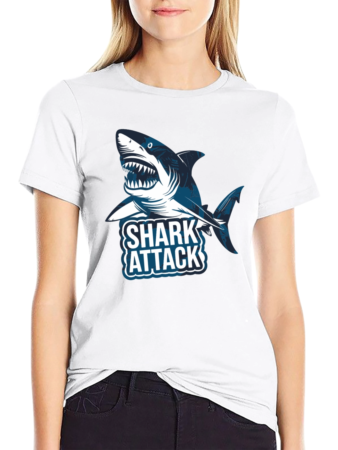 Shark Attack Graphic Tee -  Stylish Cotton T-Shirt
