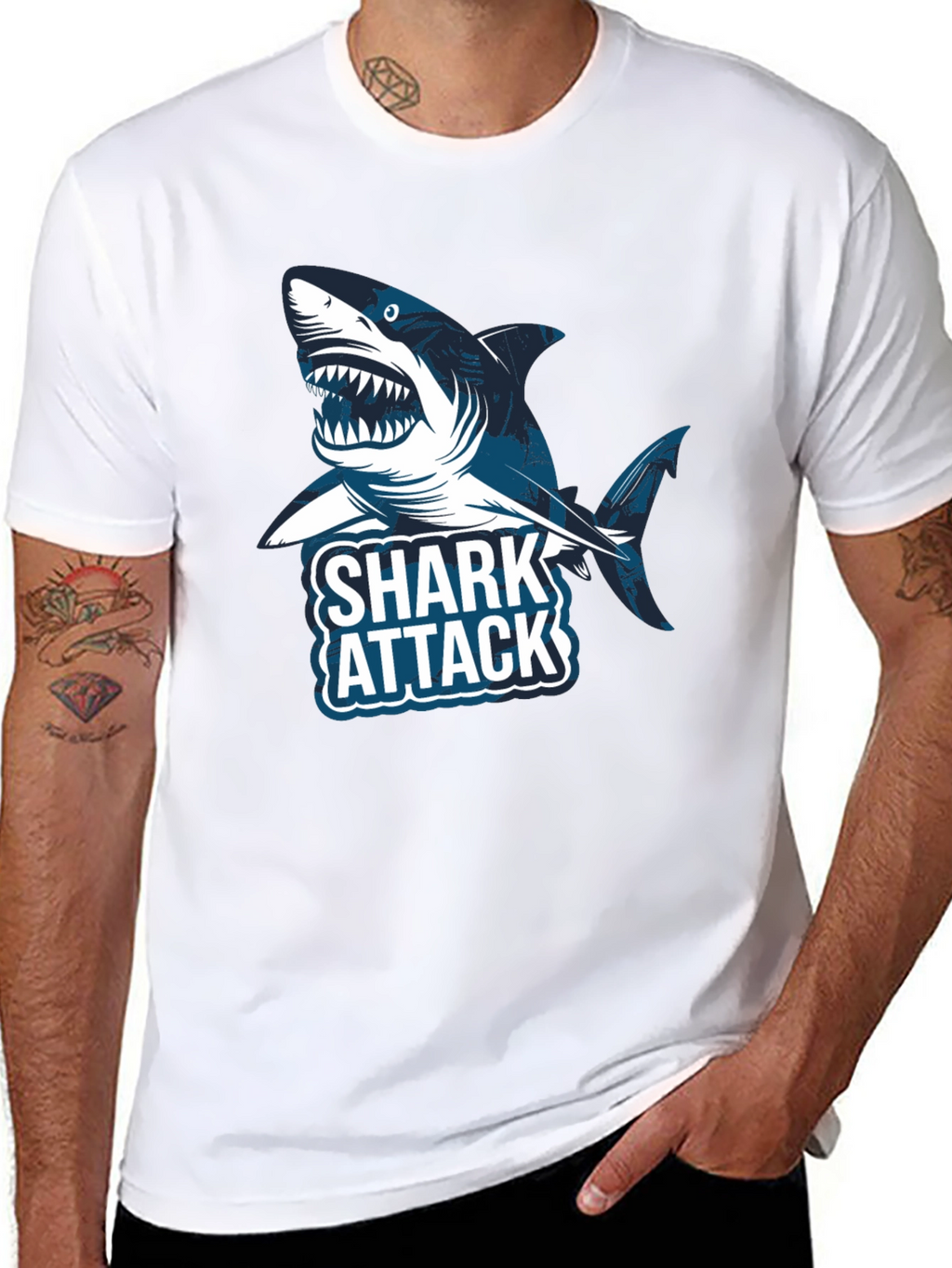 Shark Attack Graphic Tee -  Stylish Cotton T-Shirt