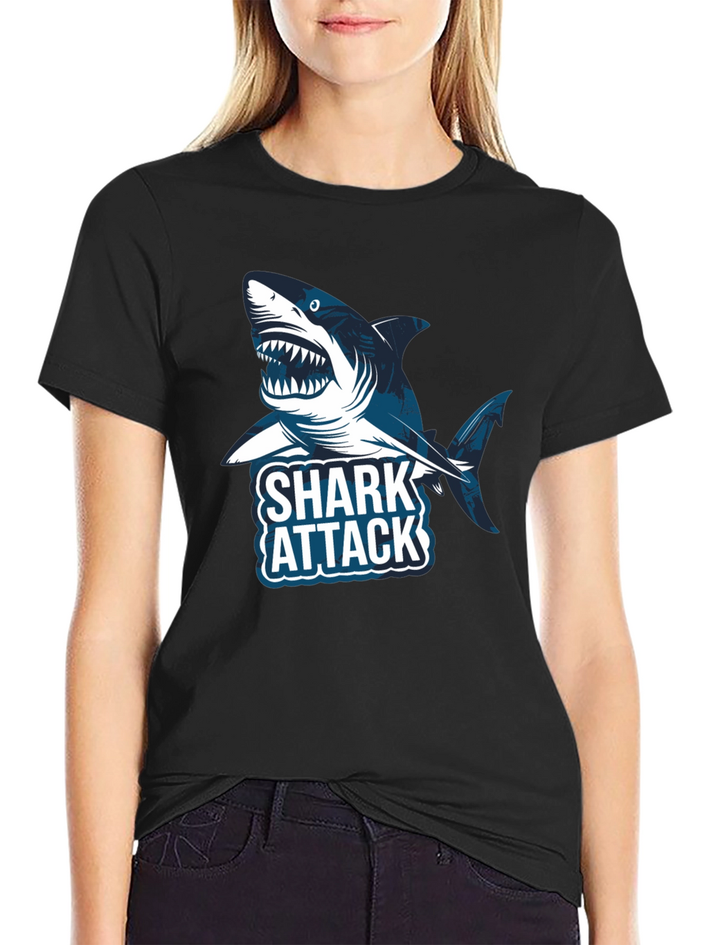 Shark Attack Graphic Tee -  Stylish Cotton T-Shirt