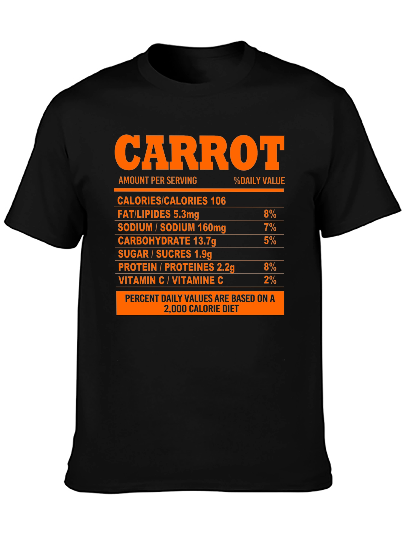 Carrot Nutrition Facts T-Shirt - Funny Foodie Tee
