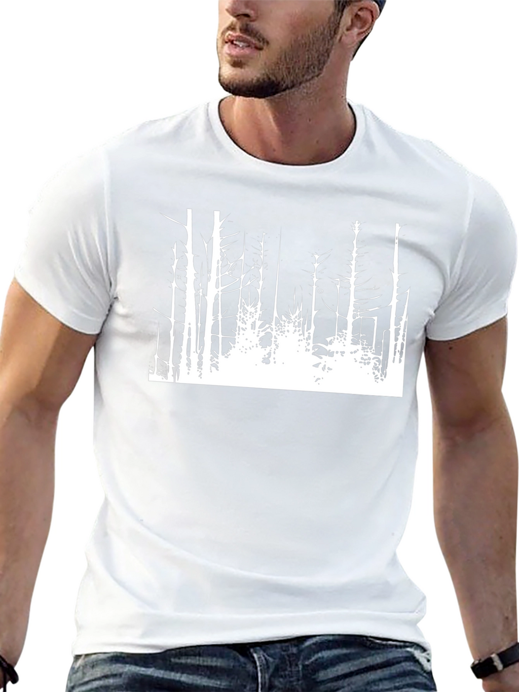 Black Graphic Tee - White Forest Design