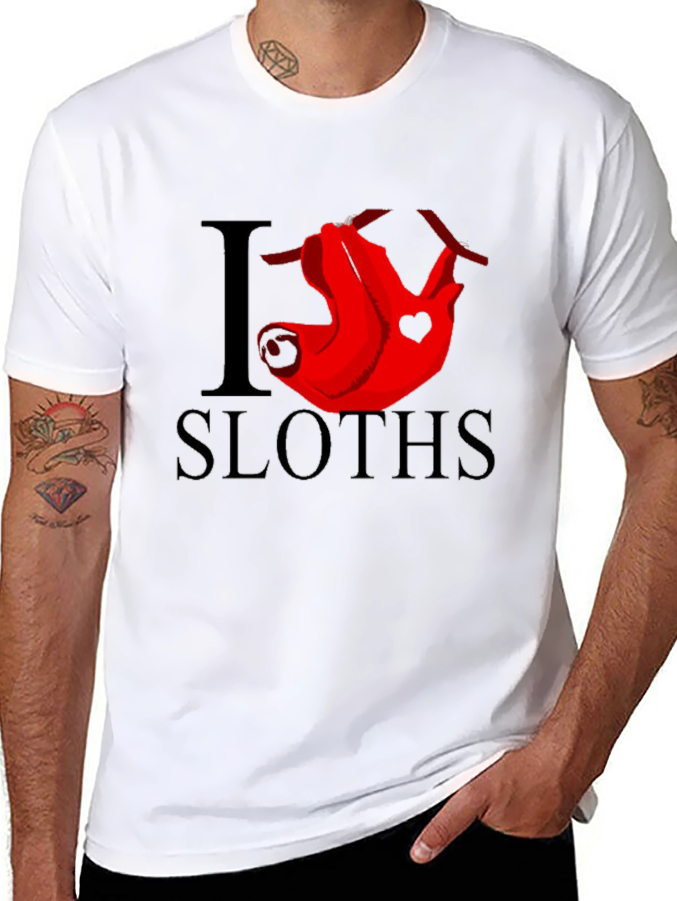 I Heart Sloths Graphic Tee - Mens Black T-Shirt