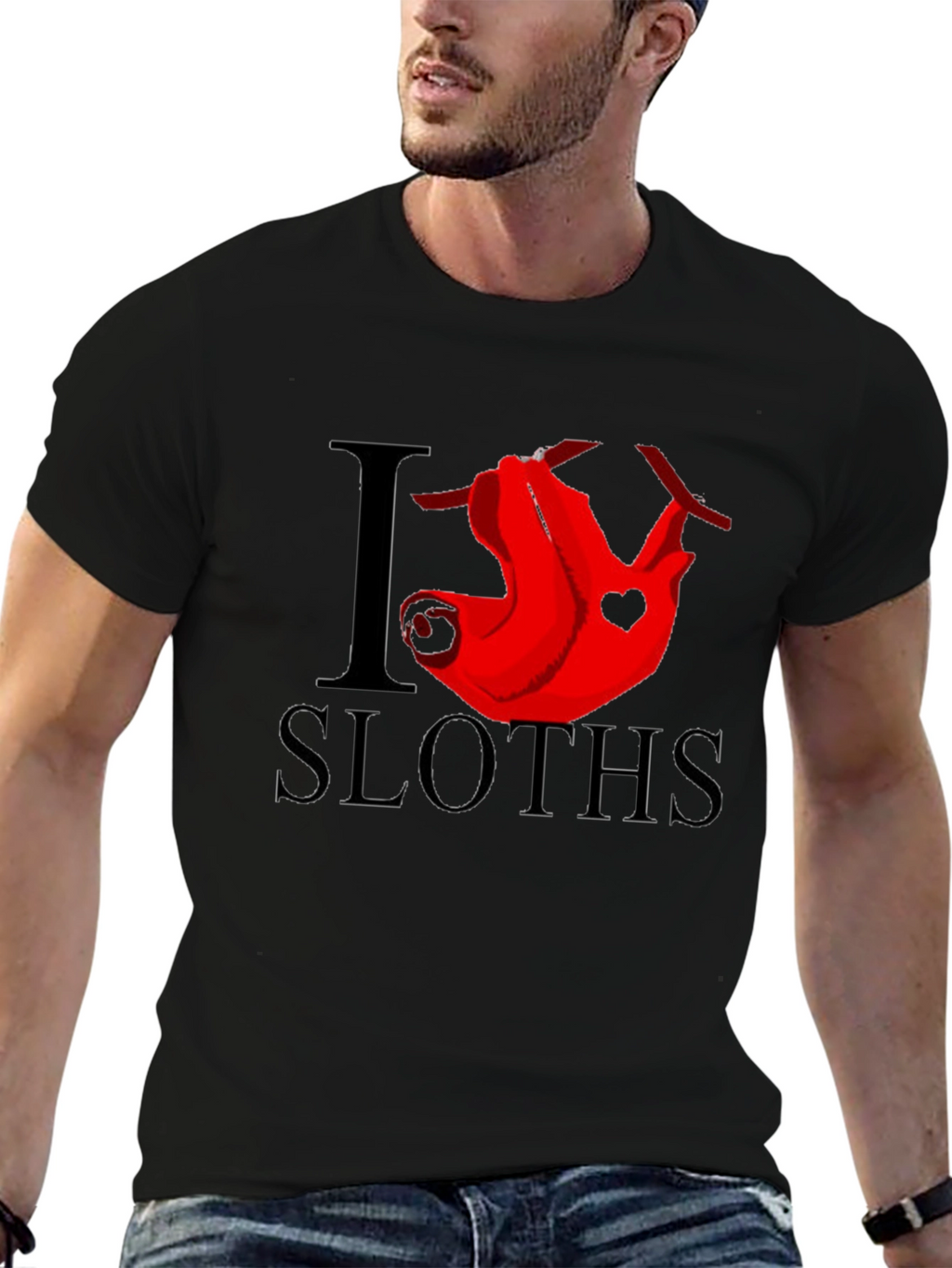 I Heart Sloths Graphic Tee - Mens Black T-Shirt
