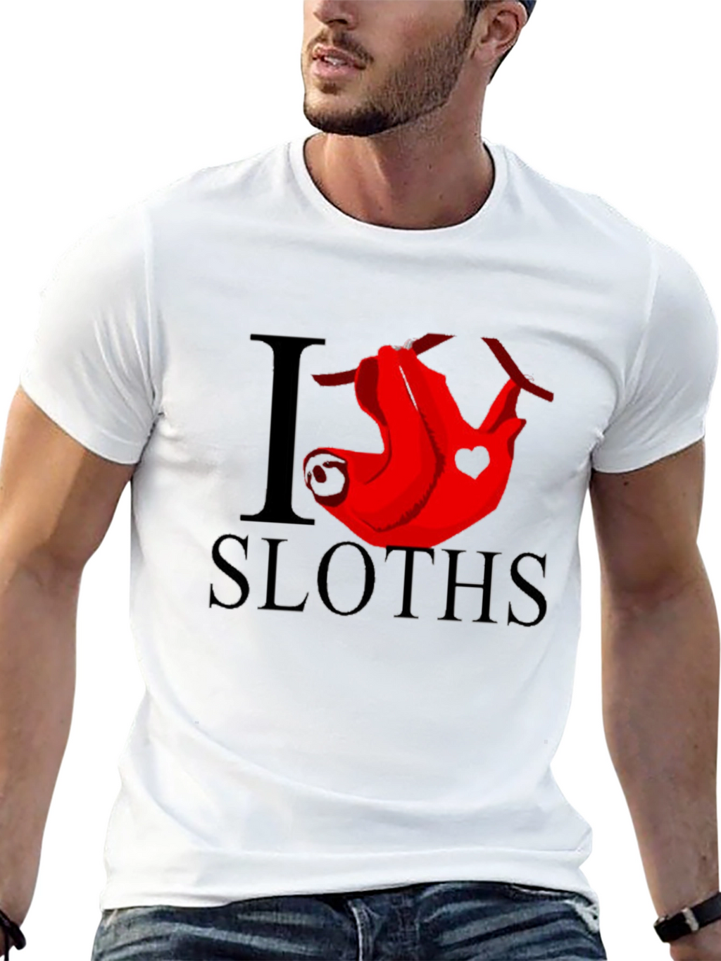 I Heart Sloths Graphic Tee - Mens Black T-Shirt