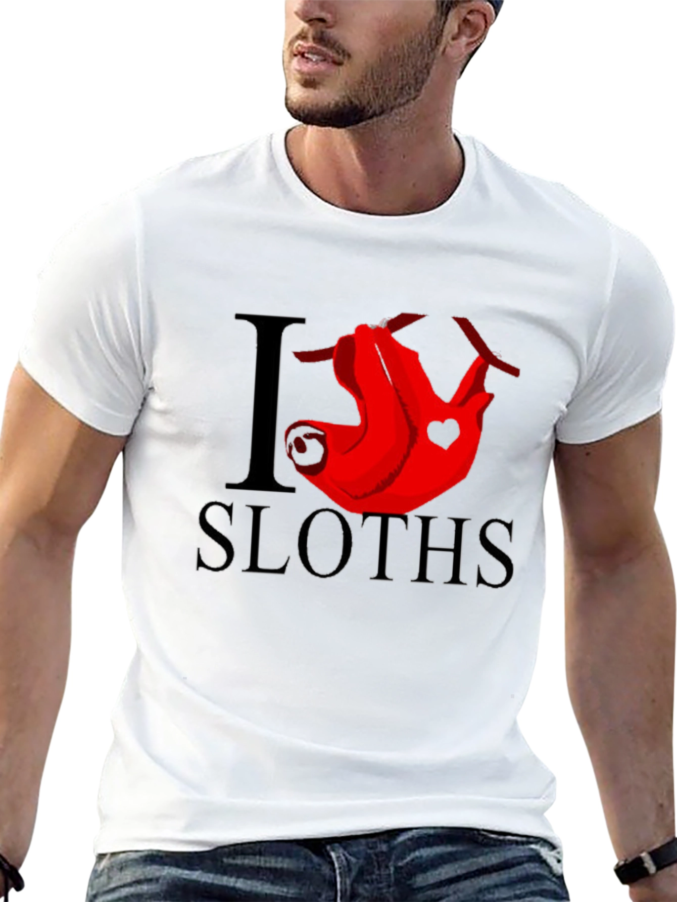 I Heart Sloths Graphic Tee - Mens Black T-Shirt